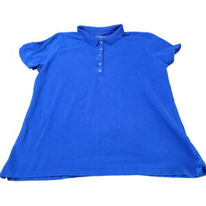 Laura Scott Womens Polo Blue Size XL Cotton Blend Pull Over Short Sleeve Collar